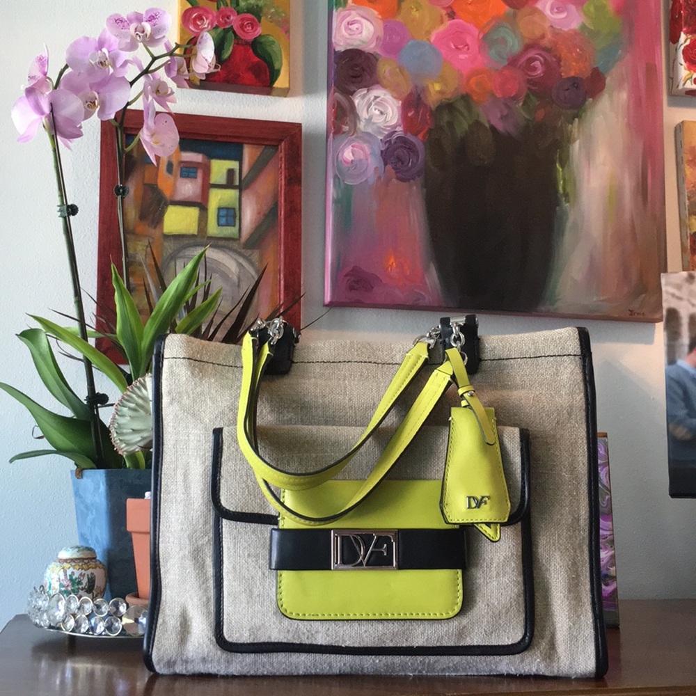 Diane Von Furstenberg  Linen Handbag EUC